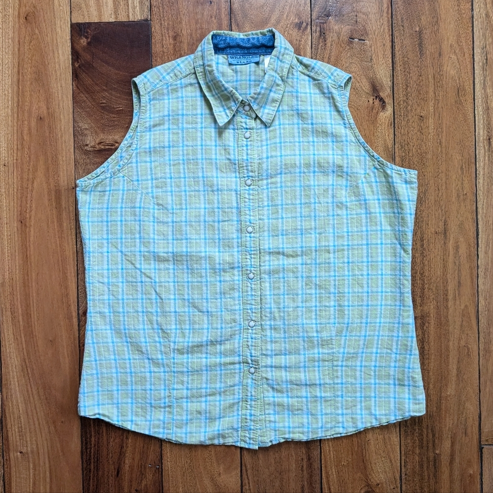Wrangler Blues Marble Button Top (L)